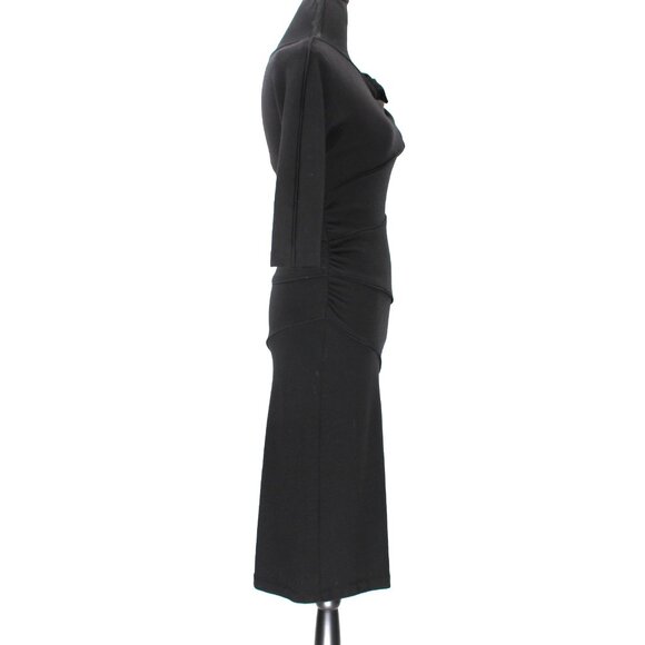 Diane von Furstenburg Slater Black Wool Bow Midi Dress 3/4 Sleeves 2 - Picture 3 of 8